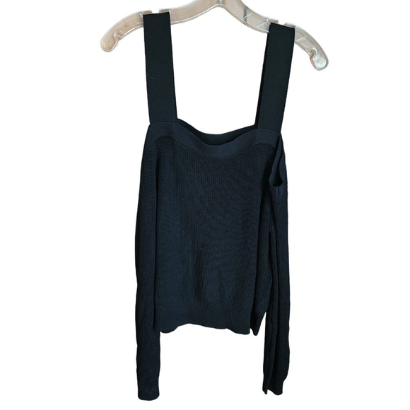 ARITZIA WILFRED Antenne Black Long Sleeve Cold Shoulder Sweater L